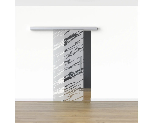 Schiebetür aus Glas mit Muster in einem Raum