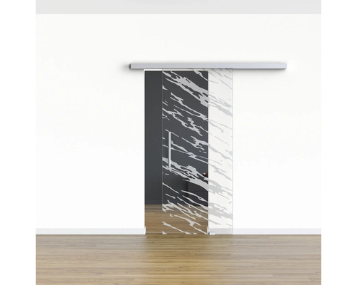 Schiebetür aus Glas mit Muster in einem Raum