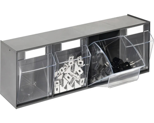 Regal mit Sichtlagerkästen zur Aufbewahrung von Kleinteilen