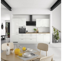 NOBILIA Küchenzeile ohne Geräte Modern 330 cm alpinweiss hochglanz vormontiert Variante links 4004539008748