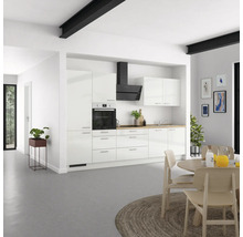 NOBILIA Küchenzeile ohne Geräte Modern 330 cm alpinweiss hochglanz vormontiert Variante links 4004539008748