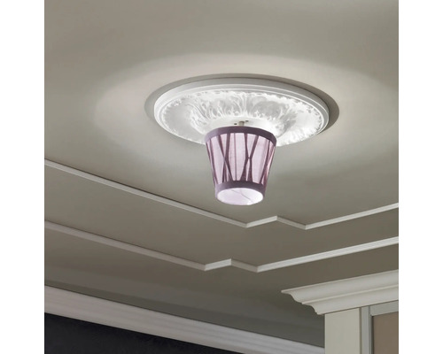 Deckenleuchte mit Rosette und Stoffschirm