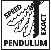 Pendelsäge-Symbol für Geschwindigkeit und Präzision