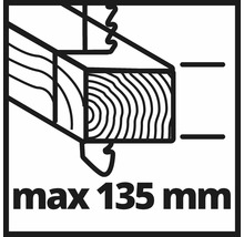 Maximale Holzdicke 135 Millimeter