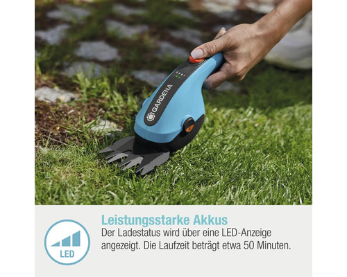 Gardena Akku Grasschere im Einsatz auf Rasen