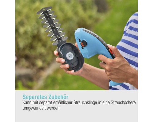 Gardena Grasschere mit Grasscherenmesser und separatem Strauchscherenmesser-Zubehör