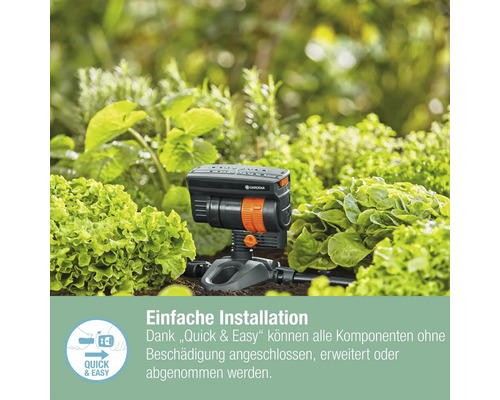 Gardena Vielflächenregner im Einsatz zwischen Pflanzen