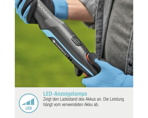 Gardena Grasschere mit LED-Akkuanzeige