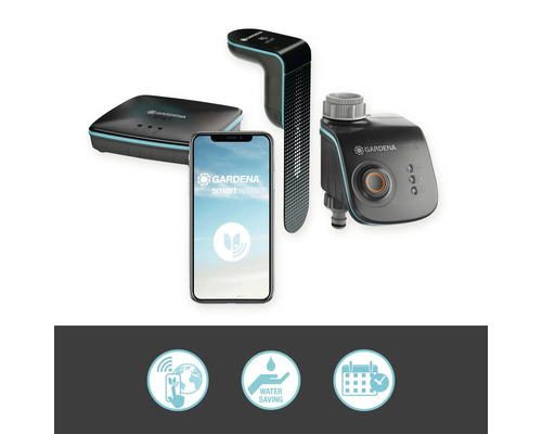 Gardena Smart System Set mit Gateway, Sensor, Bewässerungssteuerung und Smartphone