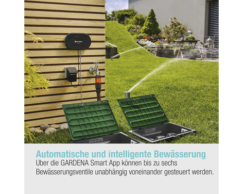 Gardena Smart System zur Gartenbewässerung mit Bewässerungsventilen und unterirdischen Versenkregnern