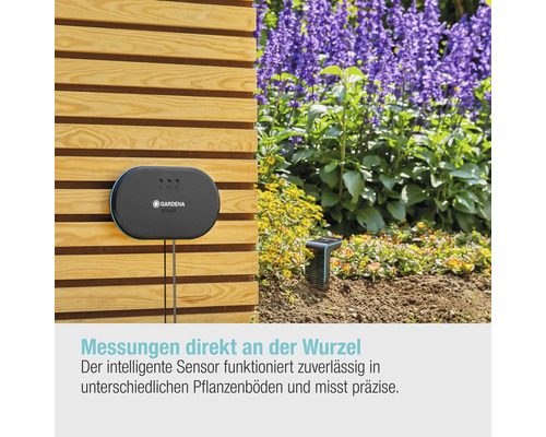 Gardena Smart System Sensor zur Messung der Bodenfeuchtigkeit im Garten.