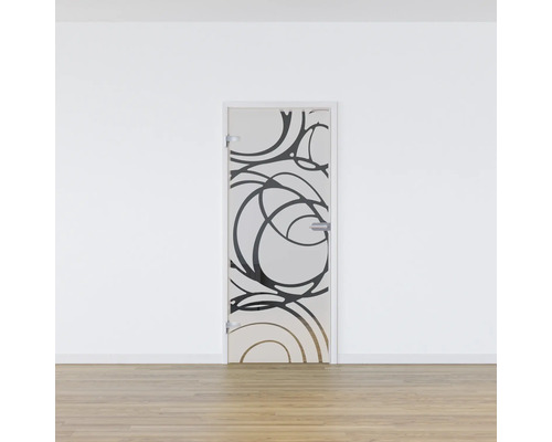 Zimmertür mit Glas und abstraktem Kreismuster