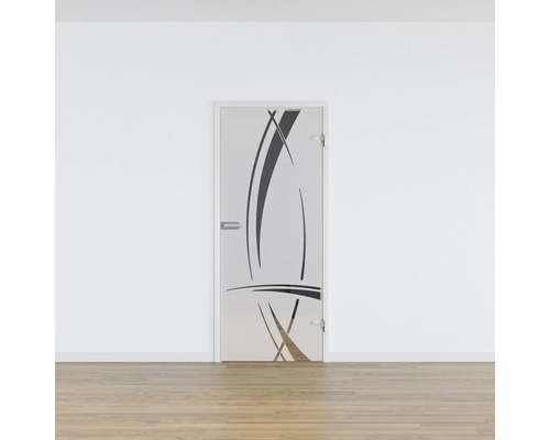 Zimmertür mit Glasausschnitt und abstraktem Design