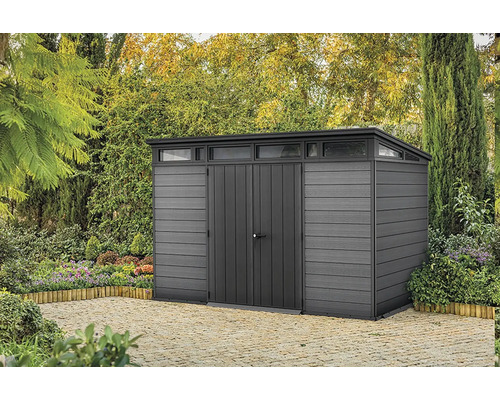 Gartenhaus KETER Cortina 11x7 inkl. Fußboden 342 x 218 cm grau Gartenhaus aus Kunststoff mit Doppeltür und Fenstern
