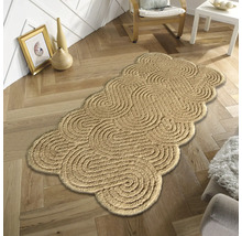Dekorativer Teppich mit gewundenem Design auf Holzboden