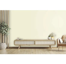 Heller Wohnraum mit Holzfußboden, Sideboard und Dekoration