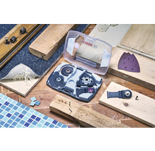 Sortiment verschiedener Materialien und ein Bosch Starlock Renovations Set