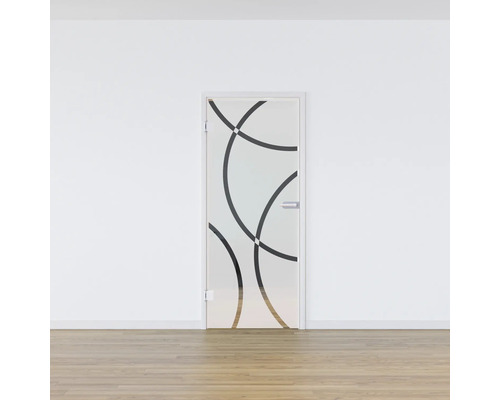 Zimmertür mit Glas und Kreismuster