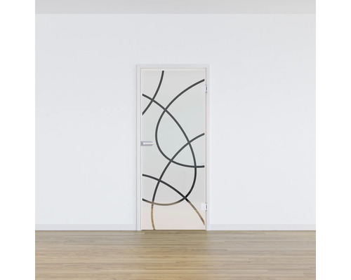 Zimmertür aus Glas mit abstraktem Design