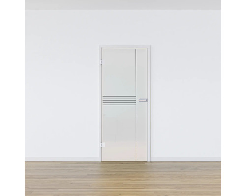 Zimmertür aus Glas mit horizontalen Streifen