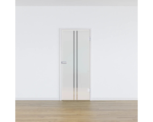 Glastür mit zwei Streifen im modernen Design
