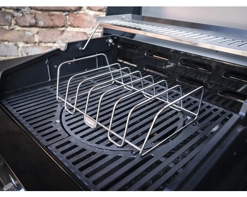 Grill mit Rippchenhalterung für die Zubereitung von Fleischgerichten