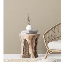 Dekoratives Wohnambiente mit Holzhocker, Rattansessel, Büchern und Blumenvase