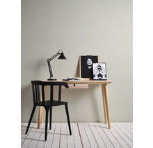 Schreibtisch mit Stuhl, Schreibtischleuchte und Dekoration für ein Arbeitszimmer