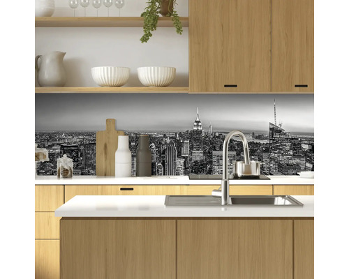 Küchenspüle mit Küchenrückwand New York Skyline