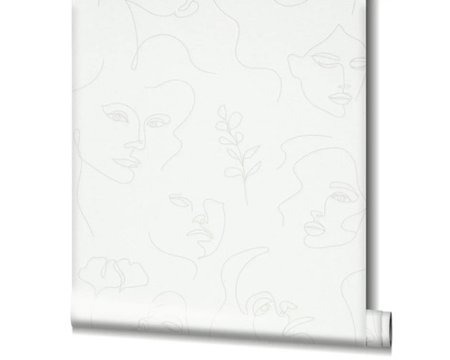 Tapetenrolle mit Frauengesichtern und Pflanzenmuster