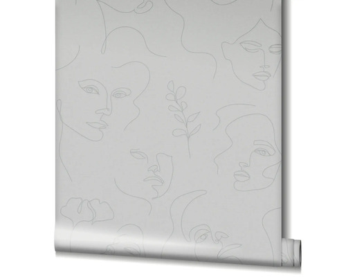 Tapetenrolle mit Frauengesichtern und Pflanzenmotiven