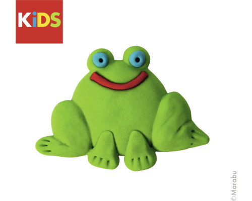Grüner Frosch aus Modelliermasse für Kinder