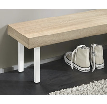 Bank aus Holz mit Metallbeinen