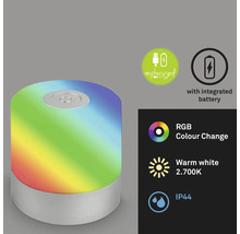Dekorative LED Leuchte mit RGB Farbwechsel, warmweissem Licht und integriertem Akku