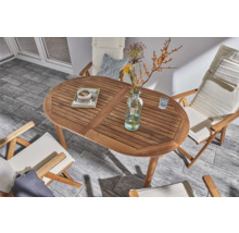 Gartenmöbelset GARDEN PLACE Alina 4-Sitzer 5 tlg. braun mit ausziehbarem Holztisch aus robuster Akazie, klappbar, inkl. Auflagen