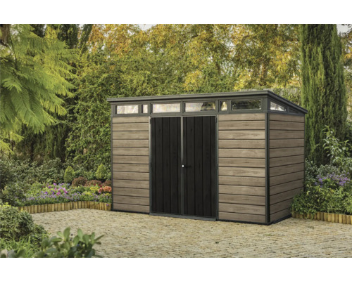 Gartenhaus Keter Signature Ashwood Pent 11x7 inkl. Fußboden 342 x 218 cm anthrazit/braun