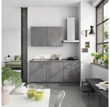 NOBILIA Küchenzeile ohne Geräte Industrial 180 cm beton schiefergrau matt vormontiert Variante rechts 4004539018563