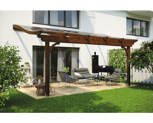 Terrassenüberdachung SKAN HOLZ Verona 541x239 cm nußbaum