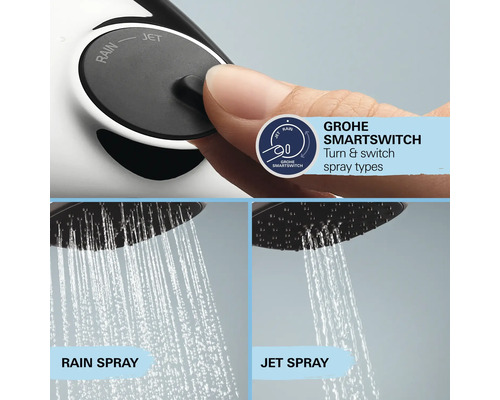 Grohe Smartswitch Duschkopf mit verschiedenen Strahlarten