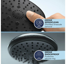 Grohe Duschkopf mit Speedclean-Funktion zur mühelosen Kalkentfernung und Shockproof-Schutzring.