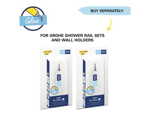 Zwei Packungen Grohe QuickGlue Klebesets für Duschstangensets und Wandhalter