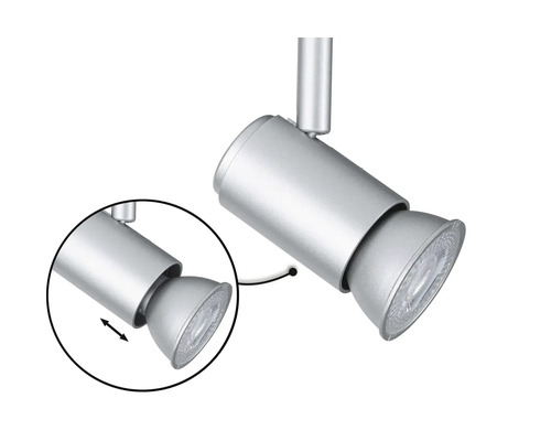 Schienenstrahler mit verstellbarem Lampenkopf