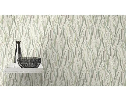 Tapete mit Gräser Muster im Wohnraum