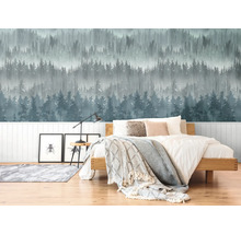 Fototapete Vlies 39811-1 Sockelleiste Wald blau weiß 3-tlg. 159 x 280 cm