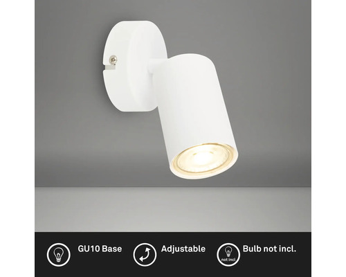Weiße, verstellbare Wandleuchte mit GU10 Fassung, Leuchtmittel nicht enthalten.