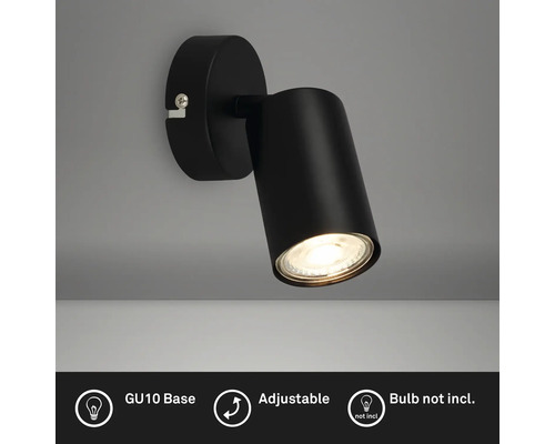 Schwarze Wandleuchte mit GU10 Fassung und verstellbarem Spot