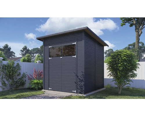 Gartenhaus Bertilo Fineline Modern 3 252 x 232 cm anthrazit Modernes Gartenhaus mit Fenster und Doppeltür