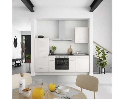 NOBILIA Küchenzeile mit Geräten Urban 240 cm Frontfarbe seidengrau hochglanz Korpusfarbe seidengrau Variante links