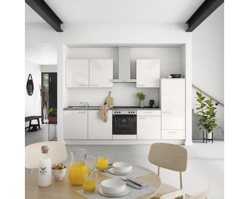 NOBILIA Küchenzeile mit Geräten Urban 300 cm Frontfarbe seidengrau hochglanz Korpusfarbe seidengrau Variante rechts