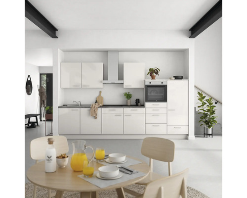 NOBILIA Küchenzeile mit Geräten Urban 360 cm Frontfarbe seidengrau hochglanz Korpusfarbe seidengrau Variante rechts